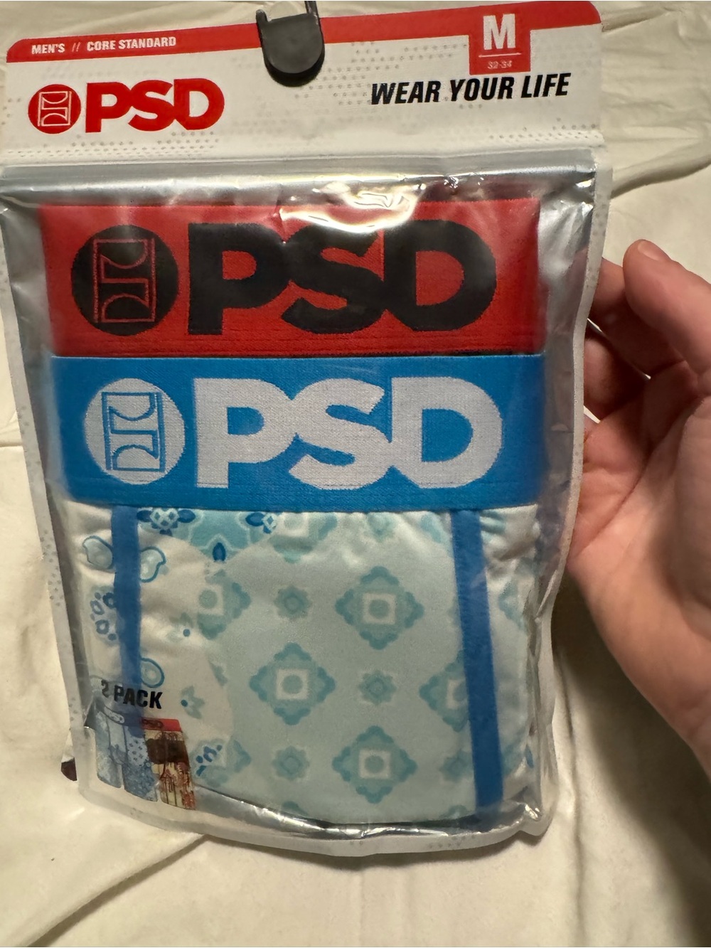 PSD Men’s Boxer Briefs 2-Pack in Red and Blue Sz M